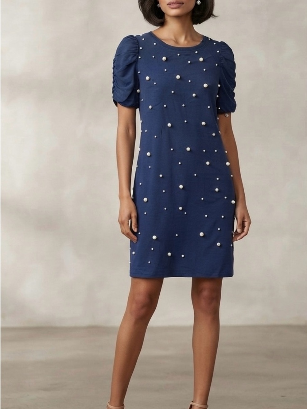 Umgee Blue Pearl Embellished Shift Dress – Size Medium NWT